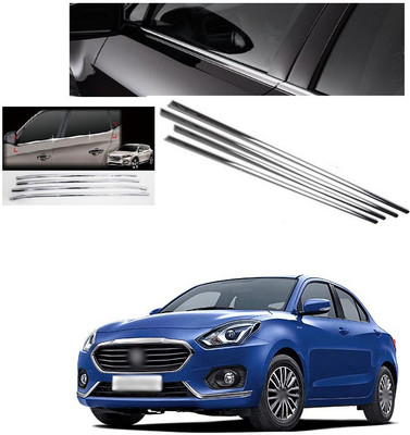 PECUNIA Chrome Lower Window Chrome Garnish Trims (Set Of 4) Z141 Matte, Glossy, Chrome Maruti Swift Dzire Side Garnish