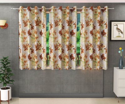 Stella Creations 152 cm (5 ft) Polyester Blackout Window Curtain (Pack Of 3)(Plain, Multicolor)