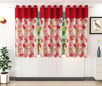 Stella Creations 152 cm (5 ft) Polyester Blackout Window Curtain (Pack Of 3)(Plain, Multicolor)