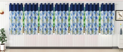 Stella Creations 152 cm (5 ft) Polyester Blackout Window Curtain (Pack Of 7)(Plain, Blue)