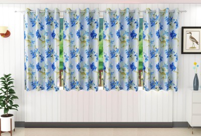 Stella Creations 152 cm (5 ft) Polyester Blackout Window Curtain (Pack Of 4)(Printed, Blue)