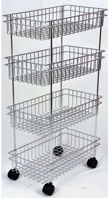 Firewave Stainless Steel 4 Layer Onion Potato Stand for Kitchen Fruit Vegetable Stand Storage Trolley Steel Kitchen Trolley Stainless Steel Kitchen Trolley(DIY(Do-It-Yourself))