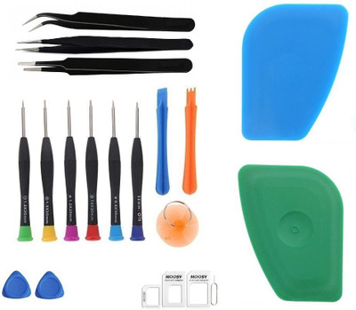 Wroughton 9 in 1 Professional Screwdriver Set Mobile Repairing and Opening Tool Kit for All Mobile With 2 Mobile Opener, 4 in 1 Nano Sim Card Adapter Kit with Sim Ejector Pin and 2 Plastic Spudger for Mobile Screen and Battery Removal and 3 ESD Non Magnetic Tweezers- Straight, Flat & Curved Precisio