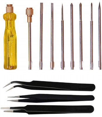 wroughton Multipurpose 8 Blades Combination Screw Driver Set with Tester and 3 Tweezer Standard Screwdriver Set(Pack of 12)