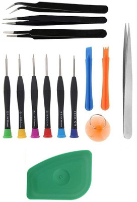 Wroughton 9 in 1 Professional Mobile Repairing and Opening Tool Kit For iPhone 6/6S/iPhone 7/7S and for All Mobile Phone Screwdriver Set With 1 Plastic Spudger for Mobile Screen Removal and 3 ESD Non Magnetic Tweezers - Flat, Straight & Curved and 1 Stainless Steel Non Magnetic Tweezers- Straight Pr