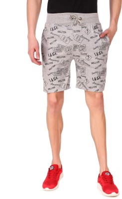 Plus91 Printed Men Silver Night Shorts, Regular Shorts, Boxer Shorts