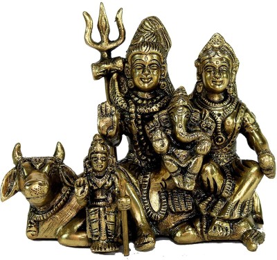 eSplanade Brass Shiva Parvati, Brass Shiv Parivar, ShivaShankar Parvati Ganesh/Ganesha Nandi Family Murti/Idol Decorative Showpiece  -  15 cm(Brass, Gold)