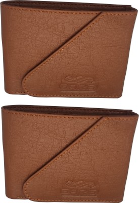Gargi Men Tan Genuine Leather Wallet(4 Card Slots, Pack of 2)