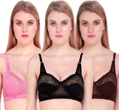 Mokita Women Full Coverage Non Padded Bra(Pink, Maroon, Black)