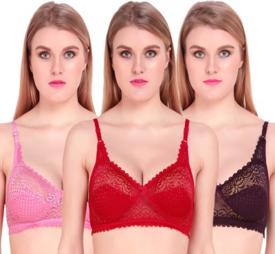 Mokita Women Full Coverage Non Padded Bra(Purple, Red, Pink)