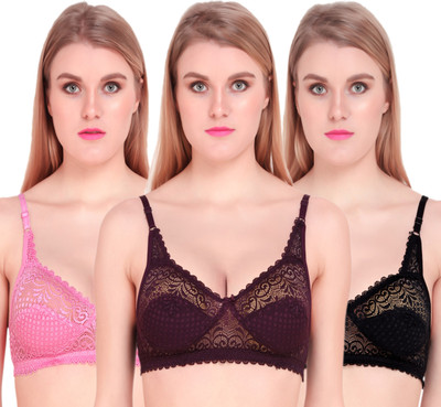 Mokita Women Full Coverage Non Padded Bra(Purple, Pink, Black)