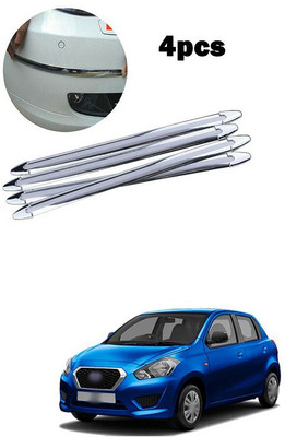 PECUNIA Plastic Car Bumper Guard(Silver, Pack of 4, Datsun, Go)