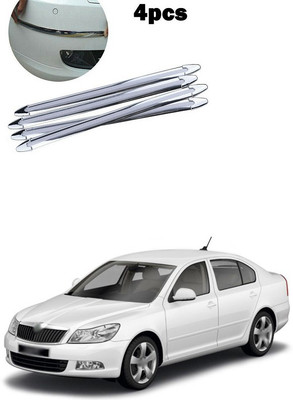 PECUNIA Plastic Car Bumper Guard(Silver, Pack of 4, Skoda, Laura)