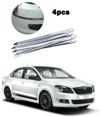 PECUNIA Plastic Car Bumper Guard(Silver, Pack of 4, Skoda, Rapid)