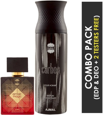 Ajmal Amber Magic EDP and Carbon Homme Deodorant(2 Items in the set)