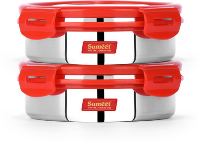 Sumeet Steel Utility Container  - 1200 ml(Pack of 2, Silver)