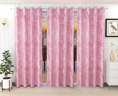 Stella Creations 214 cm (7 ft) Polyester Blackout Door Curtain (Pack Of 3)(Plain, Pink)