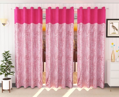 Stella Creations 214 cm (7 ft) Polyester Blackout Door Curtain (Pack Of 3)(Plain, Pink)