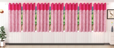 Stella Creations 152 cm (5 ft) Polyester Blackout Window Curtain (Pack Of 7)(Plain, Pink)