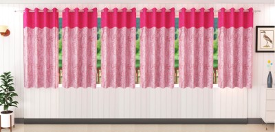 Stella Creations 152 cm (5 ft) Polyester Blackout Window Curtain (Pack Of 6)(Plain, Pink)