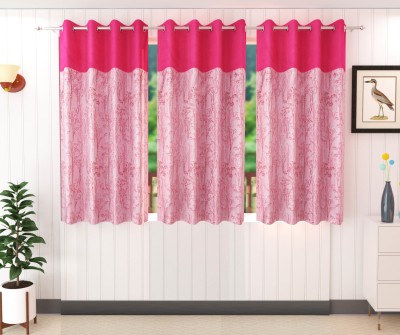Stella Creations 152 cm (5 ft) Polyester Blackout Window Curtain (Pack Of 3)(Plain, Pink)