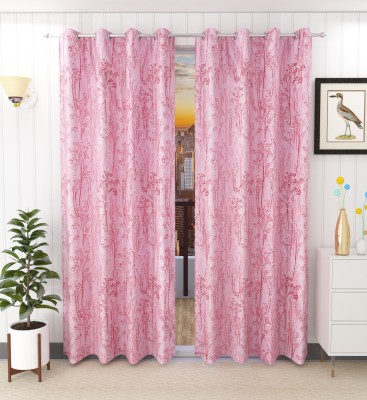 Stella Creations 274 cm (9 ft) Polyester Blackout Long Door Curtain (Pack Of 2)(Plain, Pink)