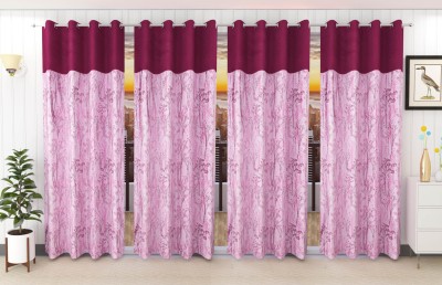 Stella Creations 274 cm (9 ft) Polyester Blackout Long Door Curtain (Pack Of 4)(Plain, Wine)