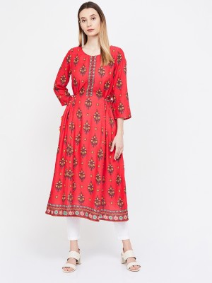 Melange by Lifestyle Women Printed A-line Kurta(Red)