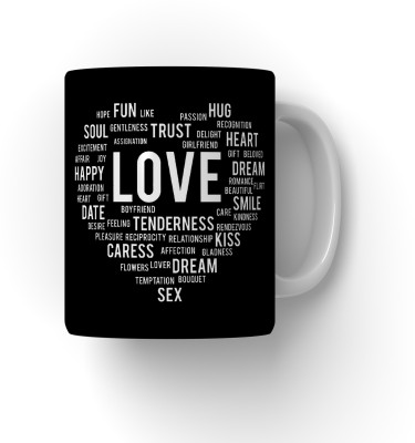 purezento Hearts Love Words Ceramic Coffee Mug(350 ml)