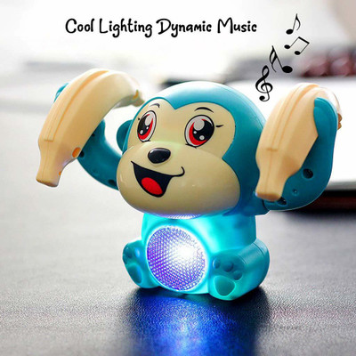 PEZYOX Plastic 360 Degree Rotation Dancing & Spinning Rolling Monkey with Banana and Light & Sound Toy for Kids (Pack of 1, Multicolor(Multicolor)