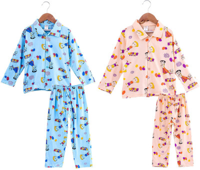 ANIXA Boys & Girls Printed Multicolor Top & Pyjama Set
