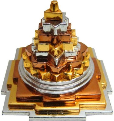 Divya Shakti Mix Metal Meru Shree Yantra Laxmi Yantra for Prosperity and Luck Decorative Showpiece  -  8 cm(Brass, Multicolor)
