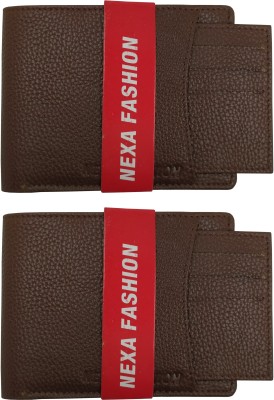 NEXA FASHION Men Casual Brown Artificial Leather Wallet(6 Card Slots, Pack of 2)