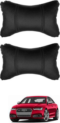 JVG Black Leather Car Pillow Cushion for Audi(Rectangular, Pack of 2)