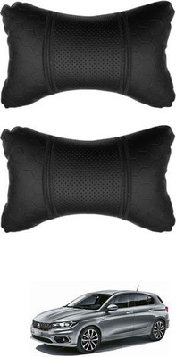 JVG Black Leather Car Pillow Cushion for Fiat(Rectangular, Pack of 2)
