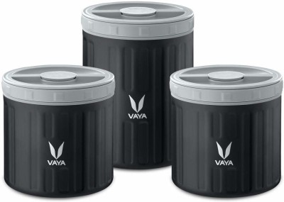 Vaya Steel Grocery Container  - 1100 ml(Pack of 3, Black)
