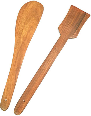incrediblehub Handmade Wooden Serving and Cooking Spoon Kitchen Tools Set Of 2 Wooden Serving Spoon Set(Pack of 2)