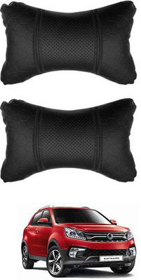 JVG Black Leather Car Pillow Cushion for Universal For Car(Rectangular, Pack of 2)