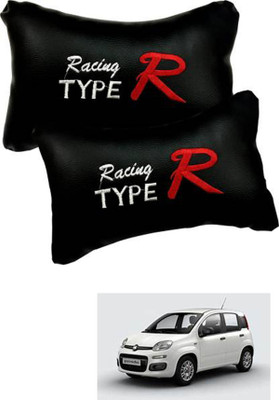 JVG Black Leather Car Pillow Cushion for Fiat(Rectangular, Pack of 2)