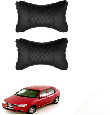JVG Black Leather Car Pillow Cushion for Fiat(Rectangular, Pack of 2)