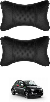 JVG Black Leather Car Pillow Cushion for Fiat(Rectangular, Pack of 2)