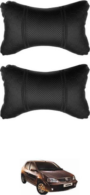 JVG Black Leather Car Pillow Cushion for Renault(Rectangular, Pack of 2)