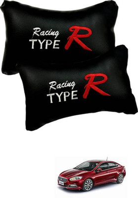 JVG Black Leather Car Pillow Cushion for Fiat(Rectangular, Pack of 2)
