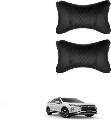 JVG Black Leather Car Pillow Cushion for Mitsubishi(Rectangular, Pack of 2)