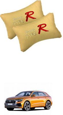 JVG Beige Leather Car Pillow Cushion for Audi(Rectangular, Pack of 2)
