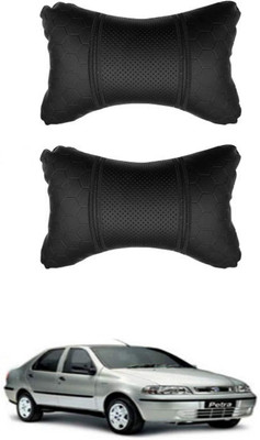 JVG Black Leather Car Pillow Cushion for Fiat(Rectangular, Pack of 2)