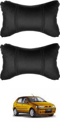 JVG Black Leather Car Pillow Cushion for Fiat(Rectangular, Pack of 2)