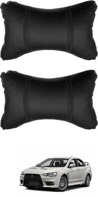 JVG Black Leather Car Pillow Cushion for Mitsubishi(Rectangular, Pack of 2)