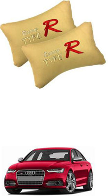 JVG Beige Leather Car Pillow Cushion for Audi(Rectangular, Pack of 2)