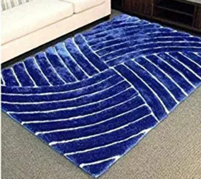 shopgallery Blue, White Polyester Carpet(3 ft,  X 5 ft, Rectangle)